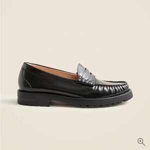 Black Leather J.crew Penny Loafers
